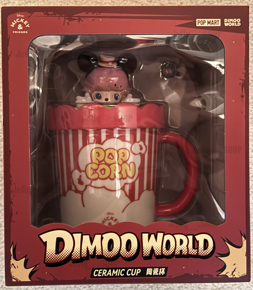 DIMOO Disney ceramic cup in packaging featuring Mickey & Friends design by POP MART.